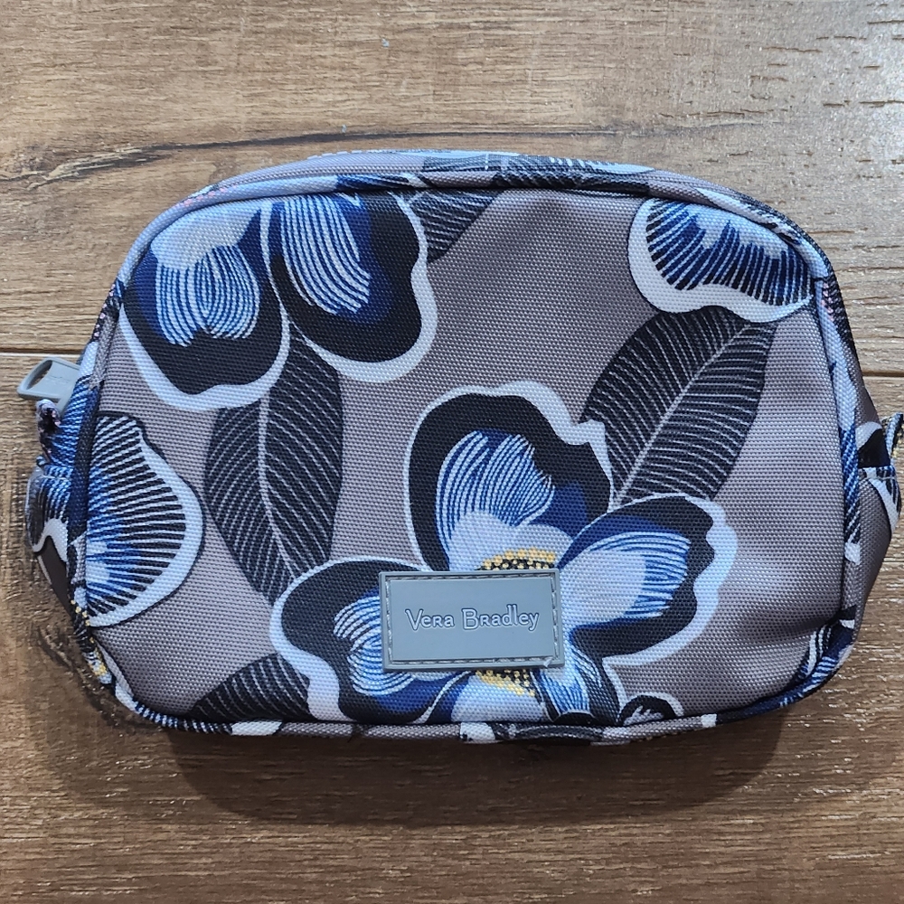 Vera Bradley Grey Floral Make-up Case Travel Vacationcore Gifting Lightweight